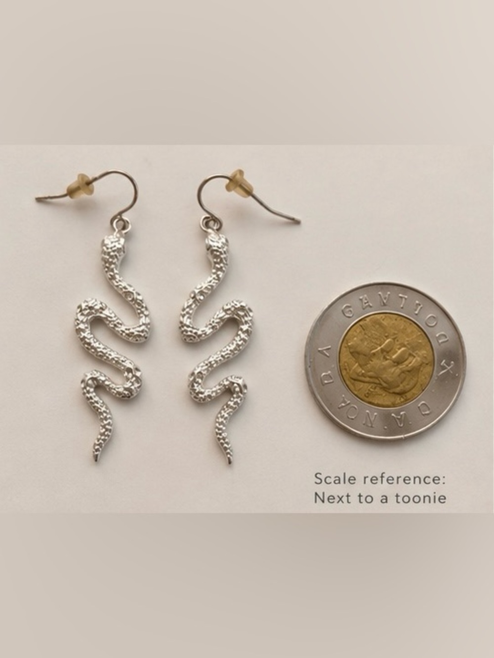 🐍 Silver Snake Rhinestone Dangle Earrings - Picture 4 of 5